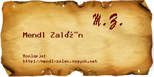 Mendl Zalán névjegykártya